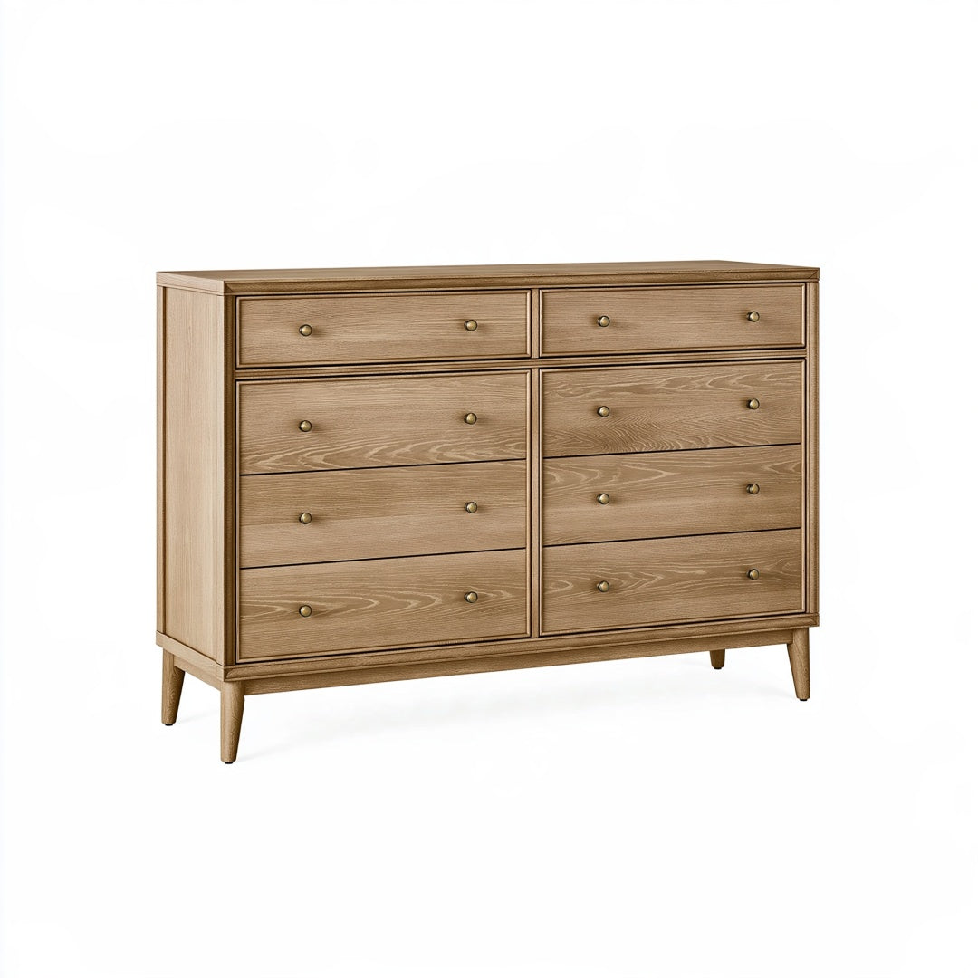 Cassettiera in legno marrone Ulmordiq, stile moderno con 8 cassetti, dimensioni 160x45x90 cm, design elegante e funzionale