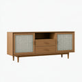 Credenza in legno marrone naturale con ante intrecciate in stile retrò, dimensioni 180x45x80 cm, marca Ulmordiq.
