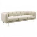 Divano 3 posti in tessuto beige con gambe in metallo, stile moderno, marca Ulmordiq, visibile in immagine.