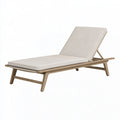 Lettino prendisole Ulmordiq in legno naturale 200x70 cm con cuscino beige reclinabile, ideale per il relax all'aperto