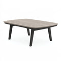 Tavolo da giardino Ulmordiq in materiale composito grigio con gambe in metallo, stile moderno, dimensioni 150x90 cm.