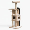 Albero tiragraffi per gatti Ulmordiq, 160 cm, con piattaforme in legno beige e sisal, ideale per giochi e graffi.