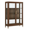 Vetrina classica in legno marrone da 180 cm con ante in vetro, stile elegante, firma Ulmordiq, dimensioni 100x45x180 cm.