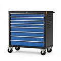 Carrello portautensili Ulmordiq in acciaio blu e nero con 8 cassetti e ruote, dimensioni 85x46x100 cm, per officina.