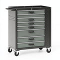 Carrello portautensili Ulmordiq in acciaio nero e grigio con 8 cassetti su ruote, dimensioni 77x46x96 cm, per officina.
