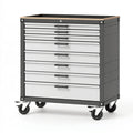 Carrello portautensili Ulmordiq in acciaio grigio e nero con 8 cassetti e ruote, dimensioni 77x46x97 cm.