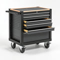 Carrello portautensili Ulmordiq in acciaio nero con 4 cassetti e ruote, dimensioni 85x50x95 cm, utensili e strumenti in vista